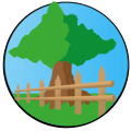 Logo représentant un chataignier et une barrière